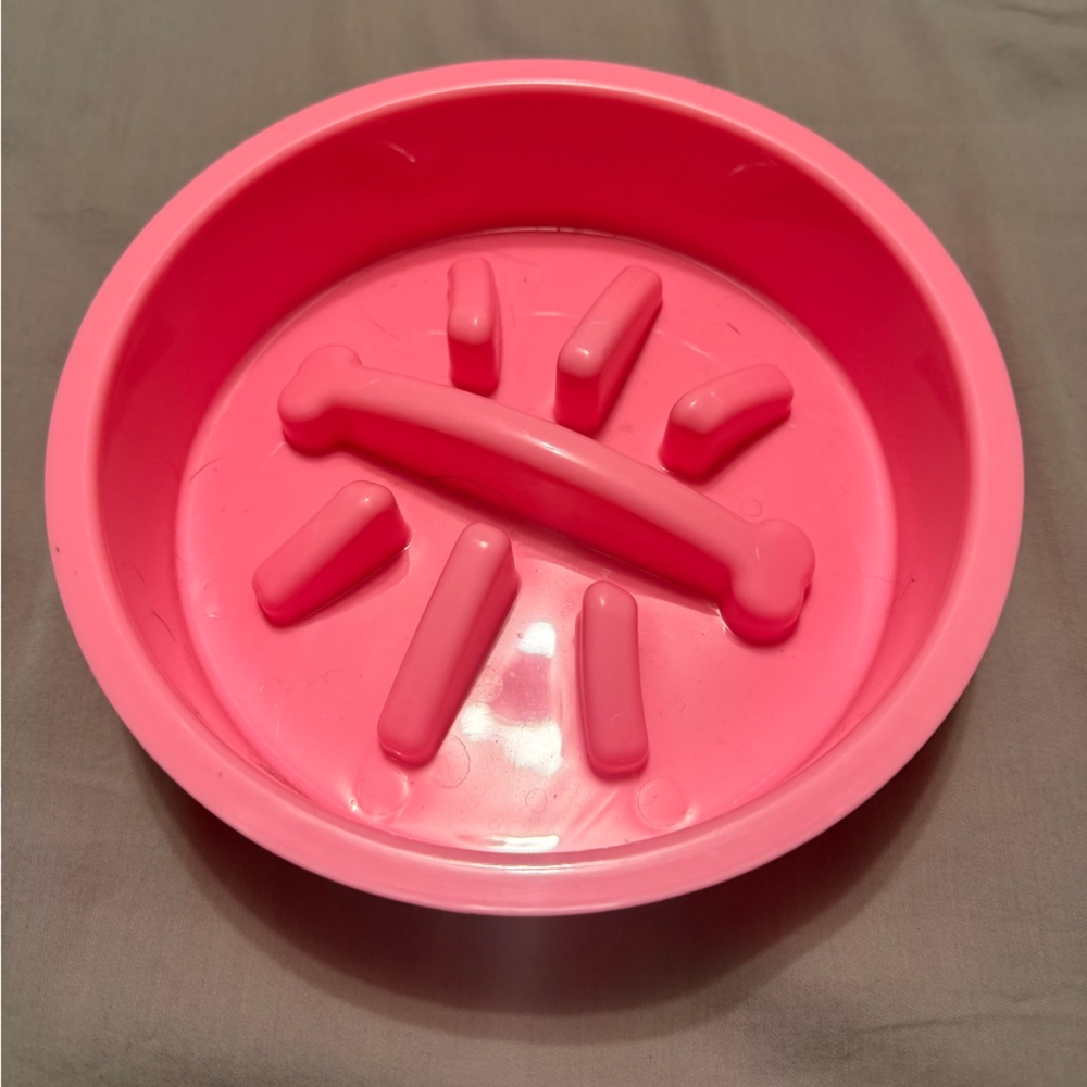 Pink Slow Feeder Dog Bowl